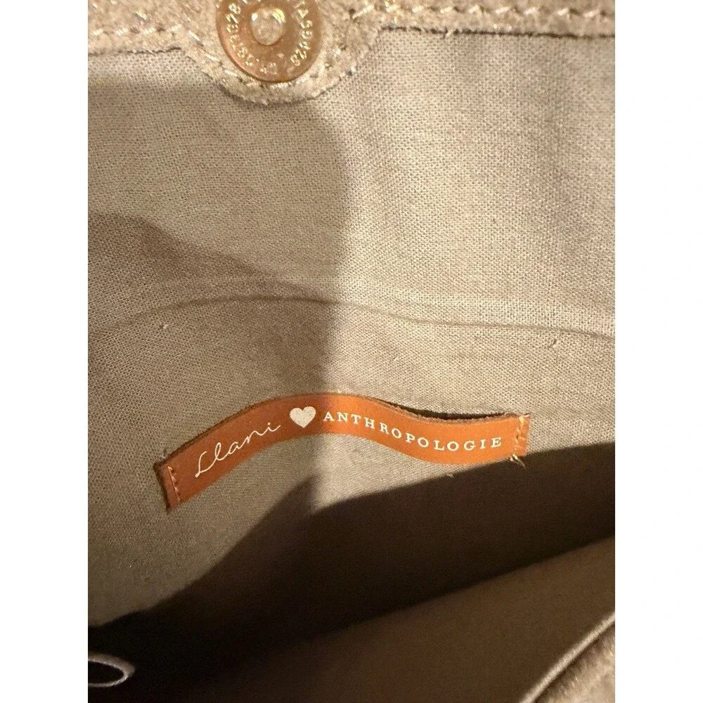 Anthropologie Women’s Beige Gold Animal Print Wristlet Wallet with Wrist Strap